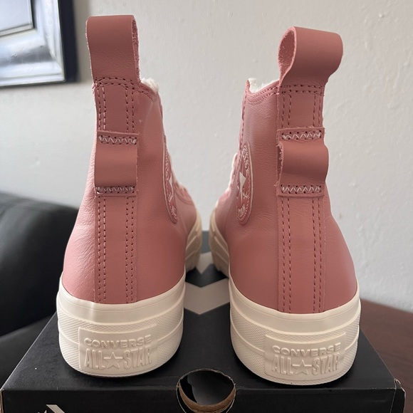 NWT Women's Converse Lift Hi leather sneakers with sherpa inside - Pink -A04256C - Picture 5 of 10